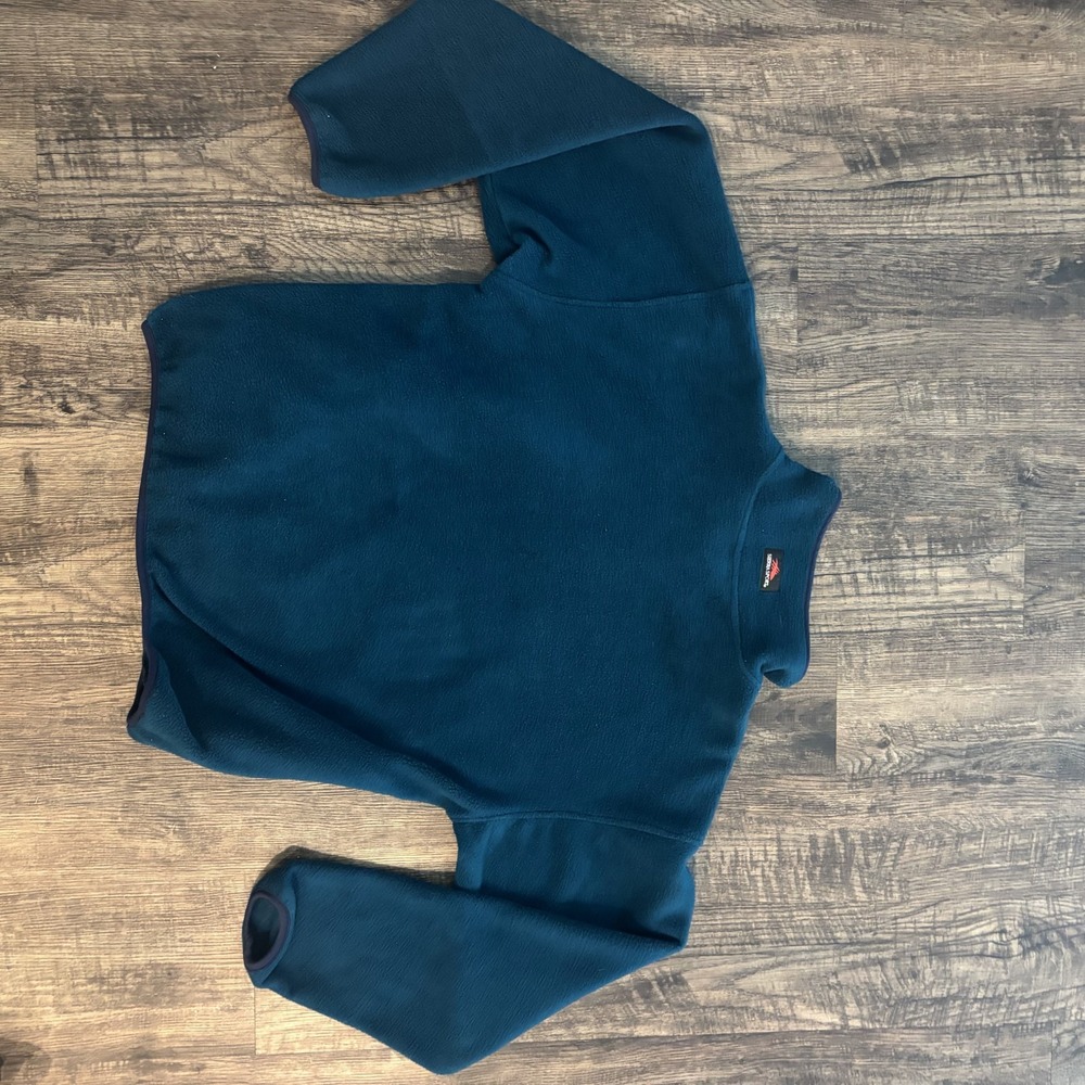 Vintage Sierra Sports Fleece Pullover Mens XL Teal Green Mock Neck Warm Layer - Picture 8 of 11